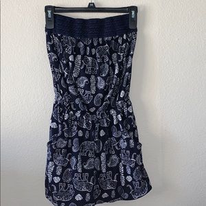 Blue and White Tube Top Romper